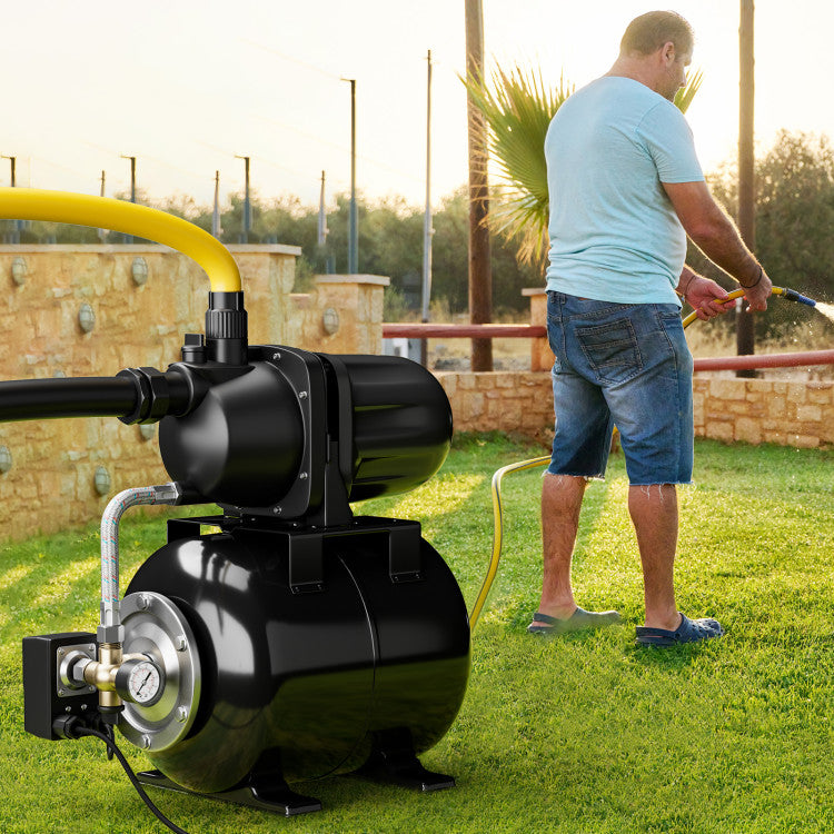 1200W 1.6HP Shallow Well Pump 1000GPH Garden Water Pump Jet with Pressure Tank for Garden Irrigation