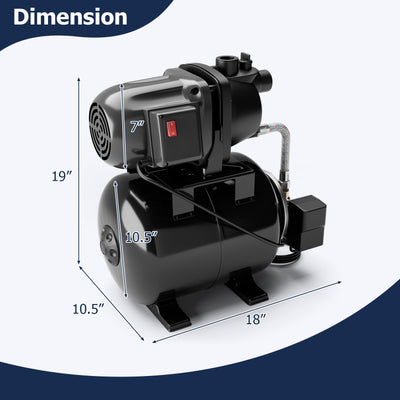 1200W 1.6HP Shallow Well Pump 1000GPH Garden Water Pump Jet with Pressure Tank for Garden Irrigation