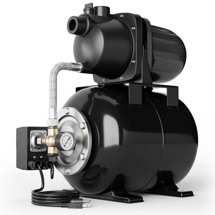1200W 1.6HP Shallow Well Pump 1000GPH Garden Water Pump Jet with Pressure Tank for Garden Irrigation