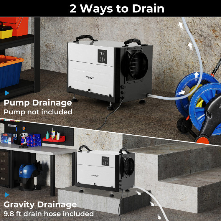 124 PPD Commercial Dehumidifier 1300 Sq.Ft Crawl Space Dehumidifier with 24H Timer and 3 Working Modes for Basement Warehouse