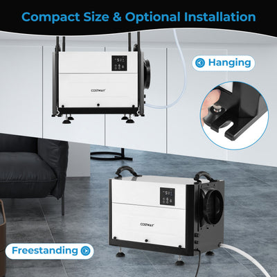 124 PPD Commercial Dehumidifier 1300 Sq.Ft Crawl Space Dehumidifier with 24H Timer and 3 Working Modes for Basement Warehouse