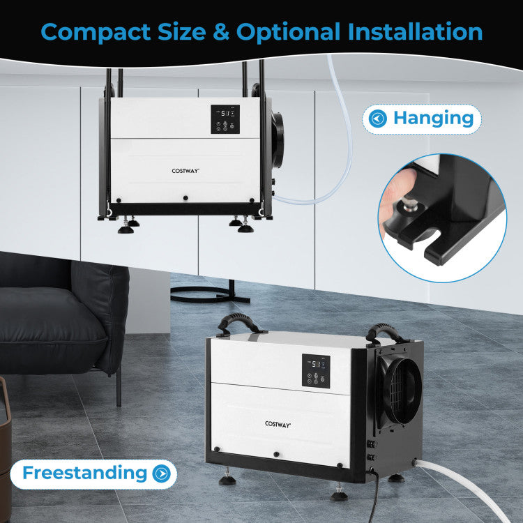 124 PPD Commercial Dehumidifier 1300 Sq.Ft Crawl Space Dehumidifier with 24H Timer and 3 Working Modes for Basement Warehouse