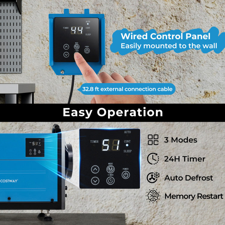 124 Pint Crawl Space Dehumidifier with 3 Modes and 24H Timer