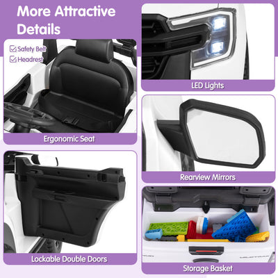 12V 7AH Kids Licensed Ford Ranger Ride On Car Electric Toy Vehicle with Storage Basket and Remote Control