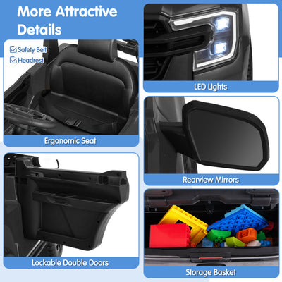 12V 7AH Kids Licensed Ford Ranger Ride On Car Electric Toy Vehicle with Storage Basket and Remote Control