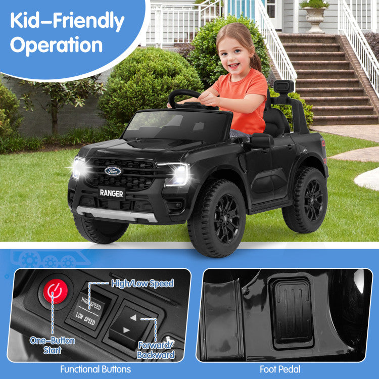 12V 7AH Kids Licensed Ford Ranger Ride On Car Electric Toy Vehicle with Storage Basket and Remote Control