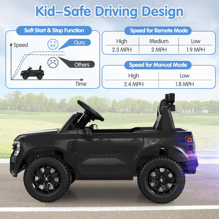 12V 7AH Kids Licensed Ford Ranger Ride On Car Electric Toy Vehicle with Storage Basket and Remote Control