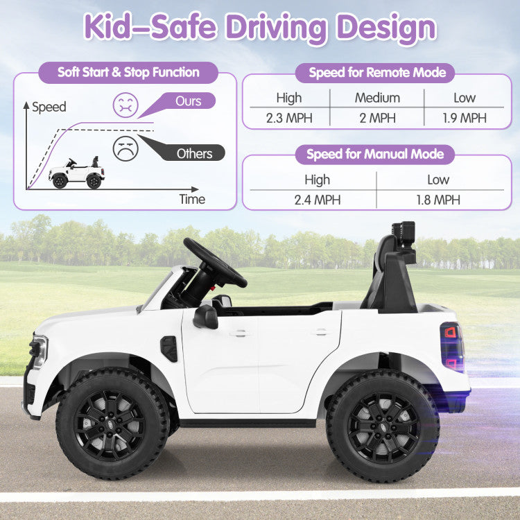 12V 7AH Kids Licensed Ford Ranger Ride On Car Electric Toy Vehicle with Storage Basket and Remote Control