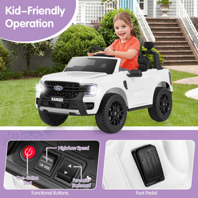 12V 7AH Kids Licensed Ford Ranger Ride On Car Electric Toy Vehicle with Storage Basket and Remote Control