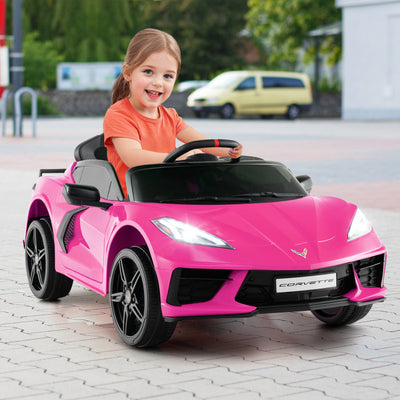 12V Kids Ride On Car Electric Licensed Chevrolet Corvette C8 with Remote Control and Bluetooth Music MP3 Player