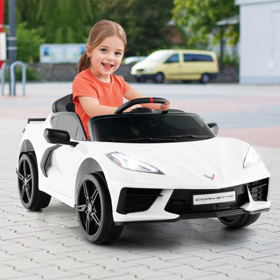 12V Kids Ride On Car Electric Licensed Chevrolet Corvette C8 with Remote Control and Bluetooth Music MP3 Player
