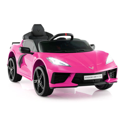 12V Kids Ride On Car Electric Licensed Chevrolet Corvette C8 with Remote Control and Bluetooth Music MP3 Player