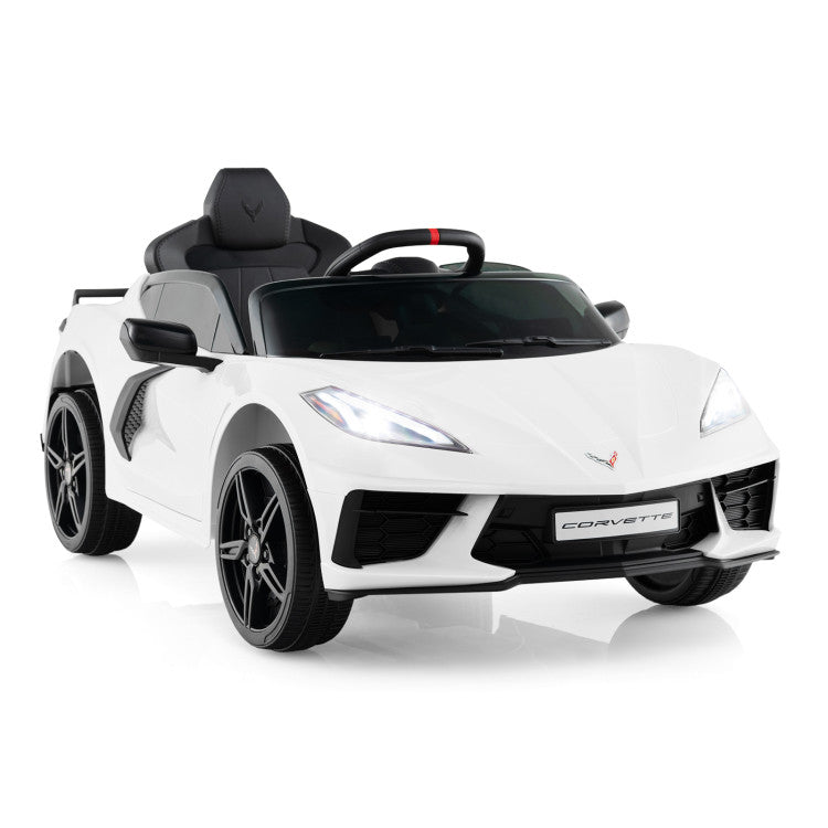 12V Kids Ride On Car Electric Licensed Chevrolet Corvette C8 with Remote Control and Bluetooth Music MP3 Player