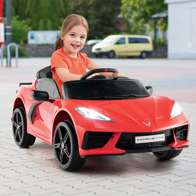 12V Kids Ride On Car Electric Licensed Chevrolet Corvette C8 with Remote Control and Bluetooth Music MP3 Player