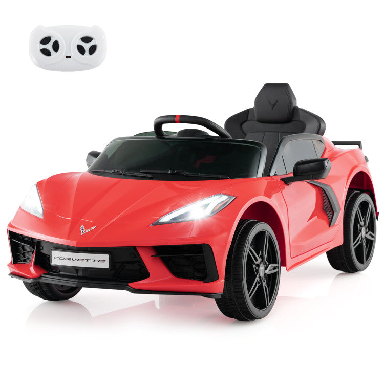 12V Kids Ride On Car Electric Licensed Chevrolet Corvette C8 with Remote Control and Bluetooth Music MP3 Player