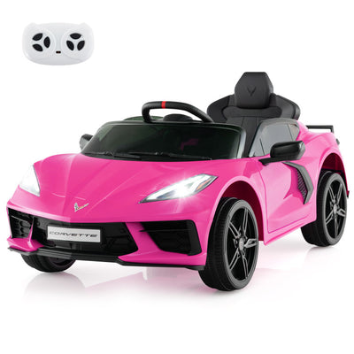 12V Kids Ride On Car Electric Licensed Chevrolet Corvette C8 with Remote Control and Bluetooth Music MP3 Player