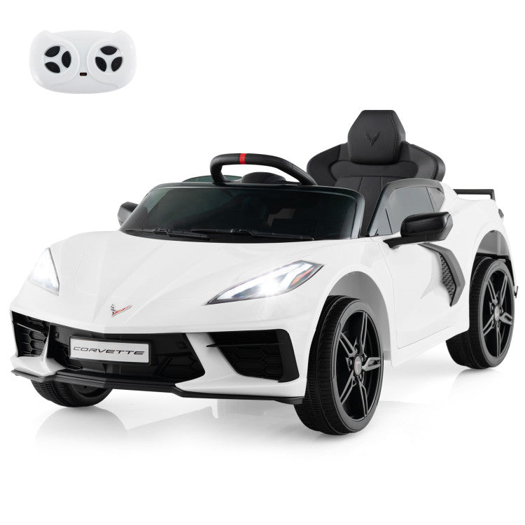 12V Kids Ride On Car Electric Licensed Chevrolet Corvette C8 with Remote Control and Bluetooth Music MP3 Player
