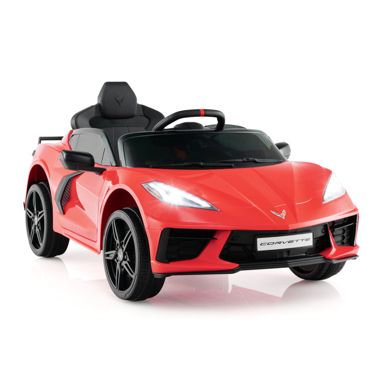 12V Kids Ride On Car Electric Licensed Chevrolet Corvette C8 with Remote Control and Bluetooth Music MP3 Player