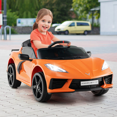12V Kids Ride On Car Electric Licensed Chevrolet Corvette C8 with Remote Control and Bluetooth Music MP3 Player