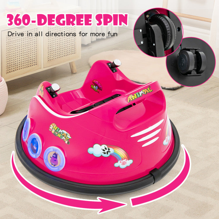 12V Electric Bumper Car Kids Ride On Toy Car with Remote Control and Flashing LED Lights for Toddlers