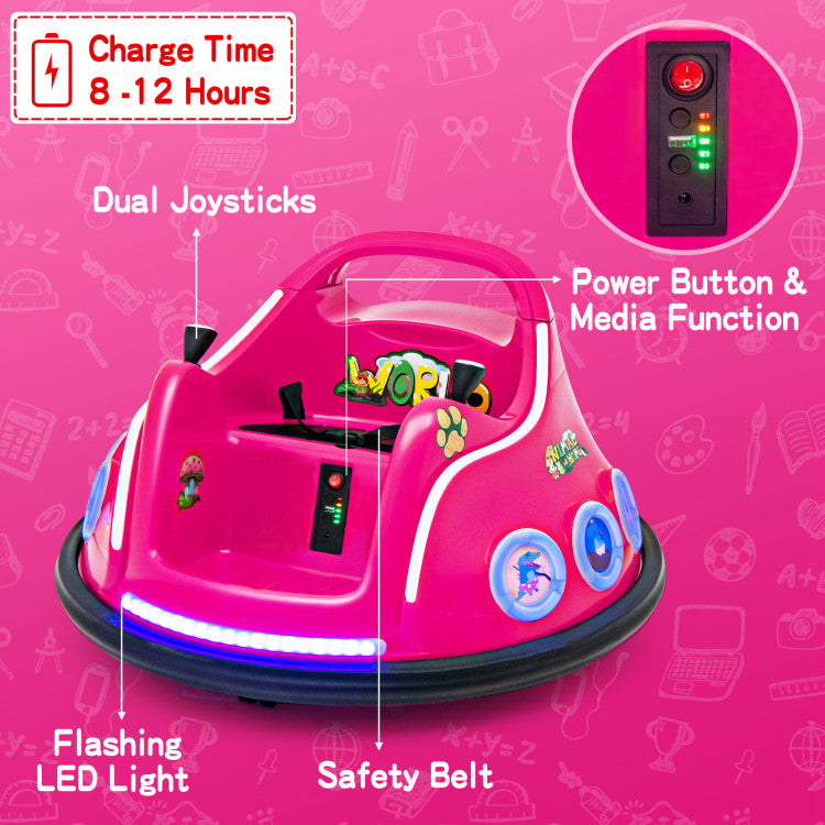 12V Electric Bumper Car Kids Ride On Toy Car with Remote Control and Flashing LED Lights for Toddlers