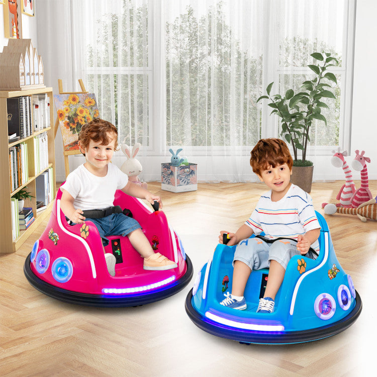 12V Electric Bumper Car Kids Ride On Toy Car with Remote Control and Flashing LED Lights for Toddlers