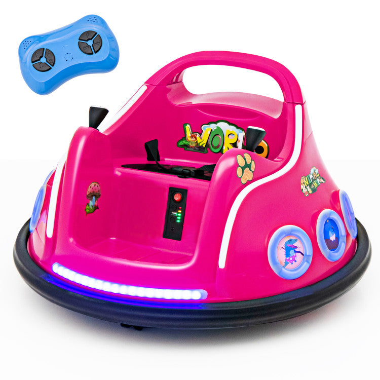 12V Electric Bumper Car Kids Ride On Toy Car with Remote Control and Flashing LED Lights for Toddlers