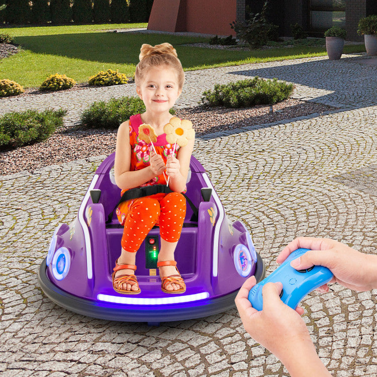 12V Electric Bumper Car Kids Ride On Toy Car with Remote Control and Flashing LED Lights for Toddlers