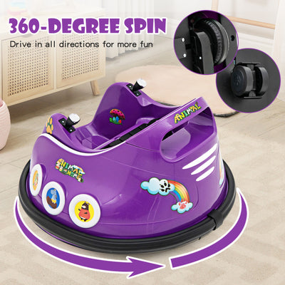 12V Electric Bumper Car Kids Ride On Toy Car with Remote Control and Flashing LED Lights for Toddlers