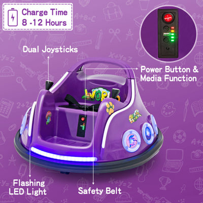 12V Electric Bumper Car Kids Ride On Toy Car with Remote Control and Flashing LED Lights for Toddlers