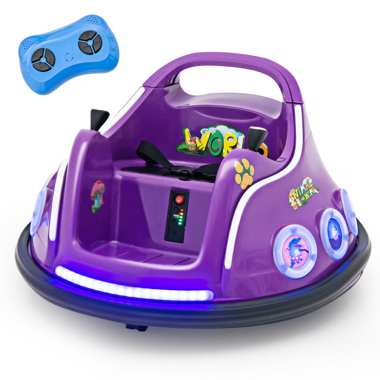 12V Electric Bumper Car Kids Ride On Toy Car with Remote Control and Flashing LED Lights for Toddlers