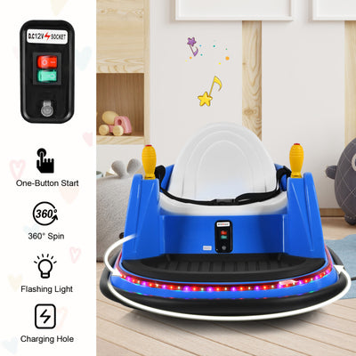 12V Kids Ride-On Bumper Car Electric Toy Vehicle with Remote Control and 360 Degree Spin