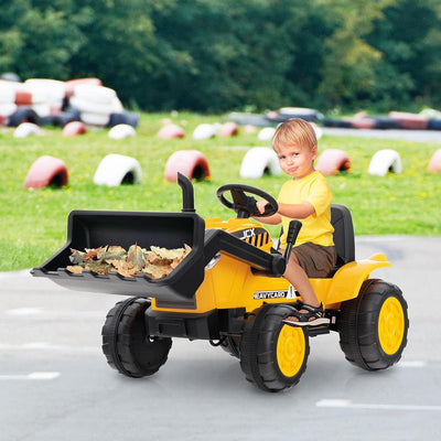 12V Kids Ride-On Excavator Tractor Toddlers Battery Powered Toy Loader Digger Vehicle Truck with Remote Control and Adjustable Digging Bucket