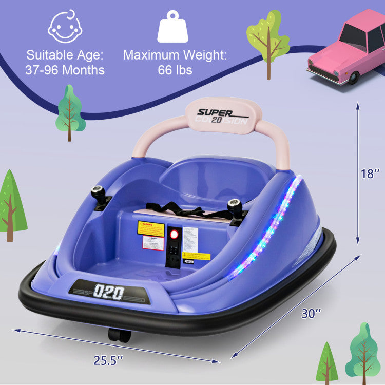 12V Kids Ride-on Bumper Car Toy Vehicle with Remote Control and Flashing Lights