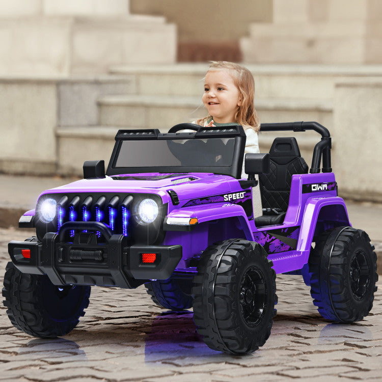 12V Kids Ride Jeep Electric Truck with Parental Remote Control and LED Lights