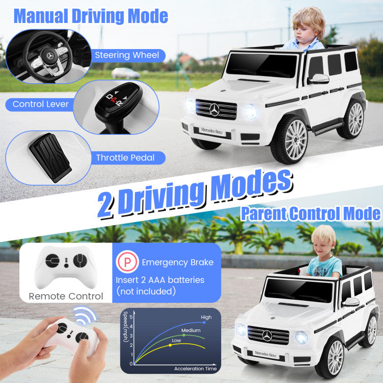 12V Kids Ride on Car Battery Powered Mercedes-Benz G500 Licensed Truck Electric Vehicle with LED Lights and Rocking Mode