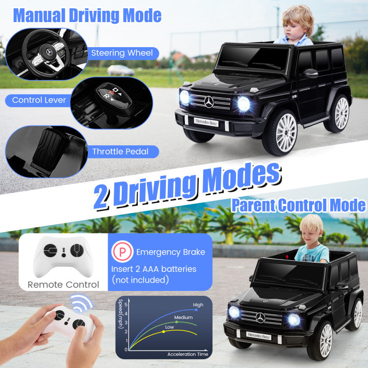 12V Kids Ride on Car Battery Powered Mercedes-Benz G500 Licensed Truck Electric Vehicle with LED Lights and Rocking Mode