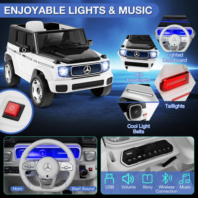 12V Kid's Licensed Mercedes-Benz EQG Electric Ride On Toy Car with LED Lights and Remote Control for Toddler