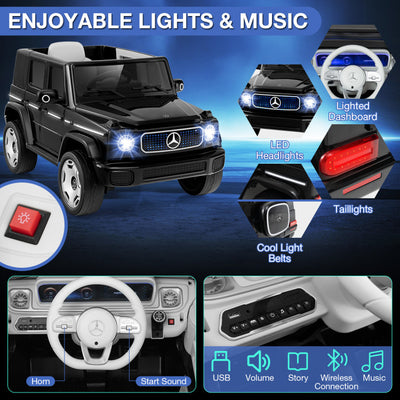 12V Kid's Licensed Mercedes-Benz EQG Electric Ride On Toy Car with LED Lights and Remote Control for Toddler