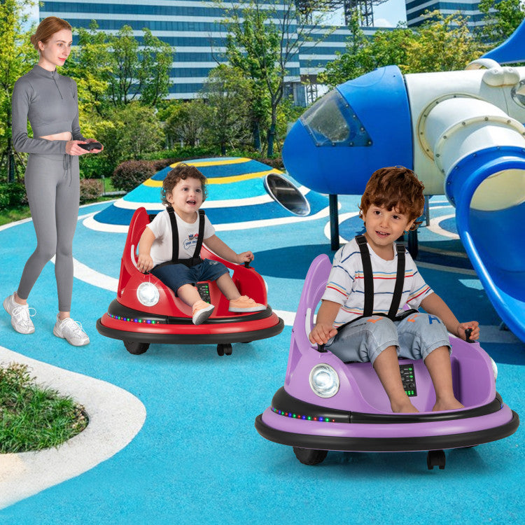 12V Kids Ride On Bumper Car 360° Spin Electric Toy Car with Remote Control and Dual Joysticks for Boys Girls