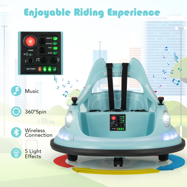 12V Kids Ride On Bumper Car 360° Spin Electric Toy Car with Remote Control and Dual Joysticks for Boys Girls
