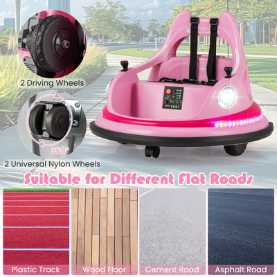 12V Kids Ride On Bumper Car 360° Spin Electric Toy Car with Remote Control and Dual Joysticks for Boys Girls
