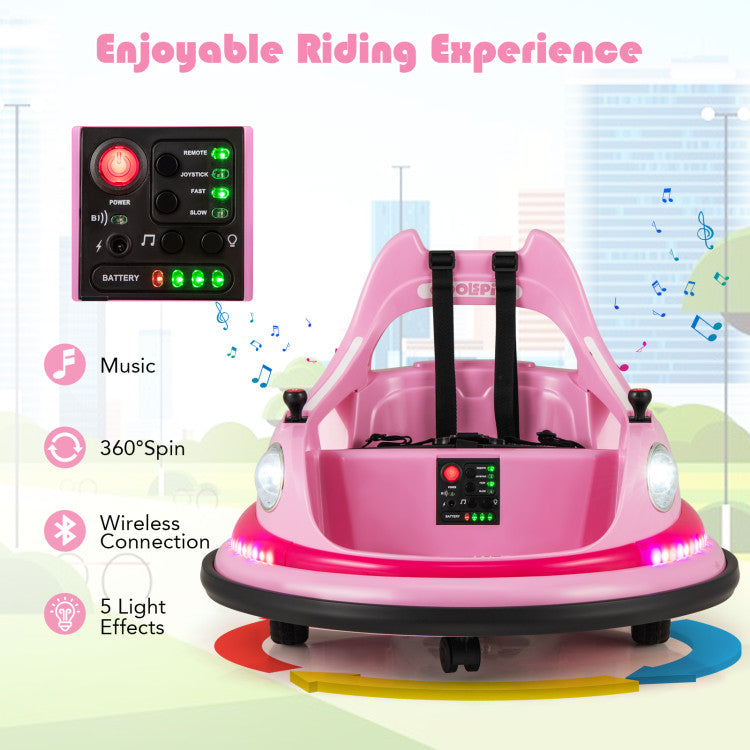 12V Kids Ride On Bumper Car 360° Spin Electric Toy Car with Remote Control and Dual Joysticks for Boys Girls