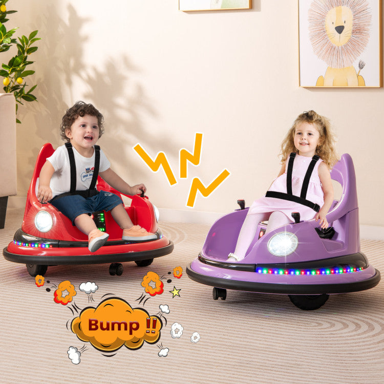 12V Kids Ride On Bumper Car 360° Spin Electric Toy Car with Remote Control and Dual Joysticks for Boys Girls