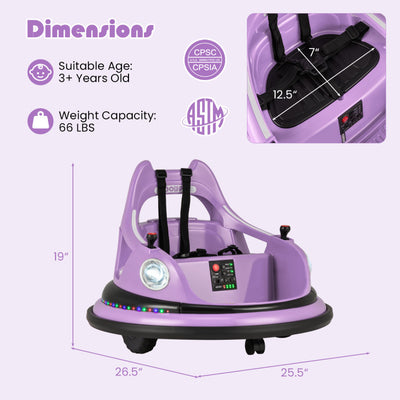 12V Kids Ride On Bumper Car 360° Spin Electric Toy Car with Remote Control and Dual Joysticks for Boys Girls