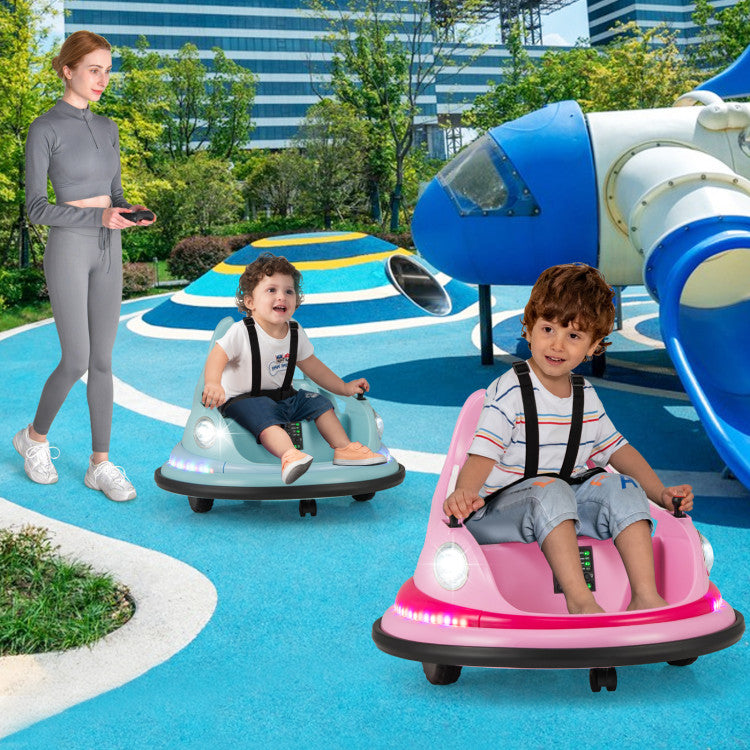 12V Kids Ride On Bumper Car 360° Spin Electric Toy Car with Remote Control and Dual Joysticks for Boys Girls