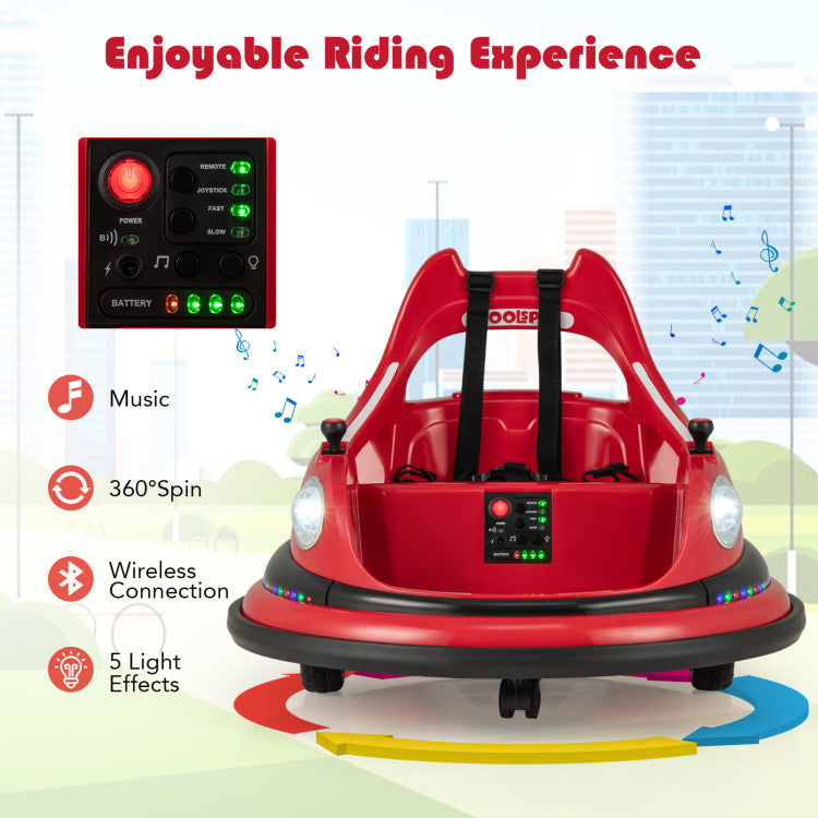 12V Kids Ride On Bumper Car 360° Spin Electric Toy Car with Remote Control and Dual Joysticks for Boys Girls