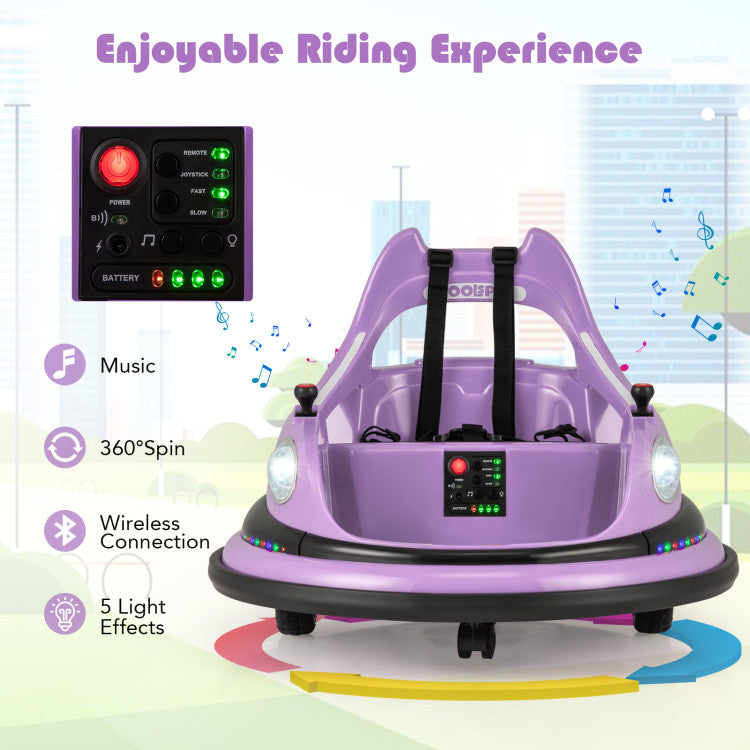 12V Kids Ride On Bumper Car 360° Spin Electric Toy Car with Remote Control and Dual Joysticks for Boys Girls