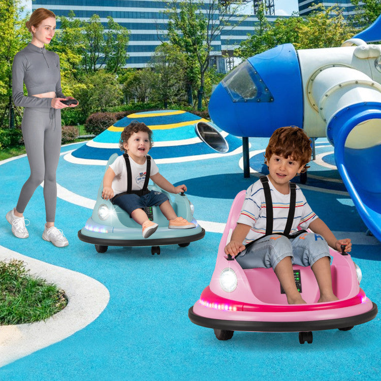 12V Kids Ride On Bumper Car 360° Spin Electric Toy Car with Remote Control and Dual Joysticks for Boys Girls
