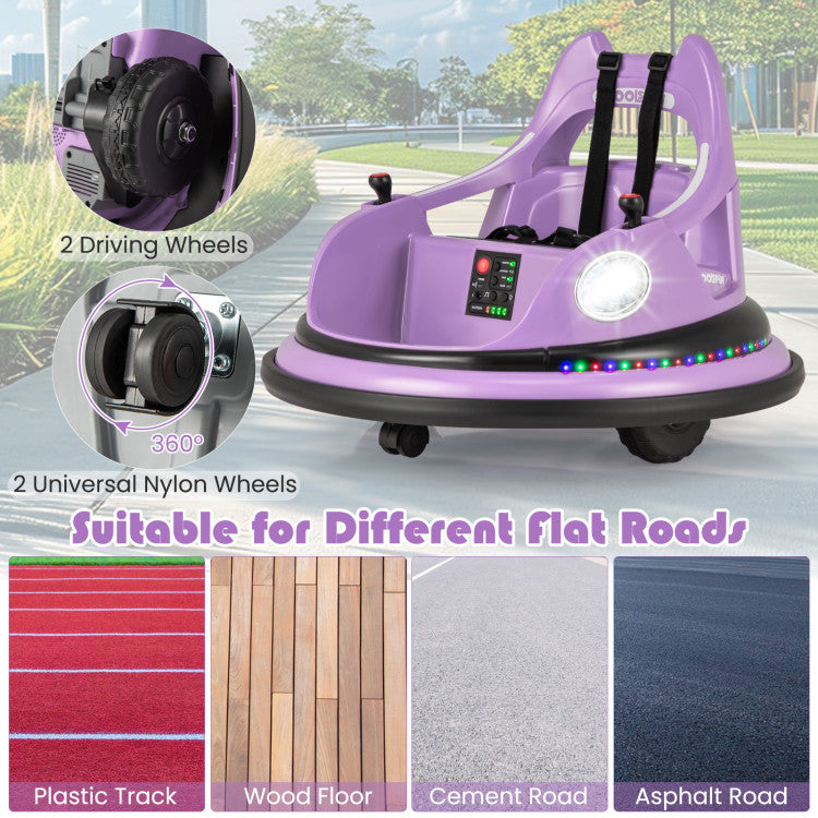 12V Kids Ride On Bumper Car 360° Spin Electric Toy Car with Remote Control and Dual Joysticks for Boys Girls
